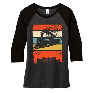 Train Railroad Locomotive Engineer Women's Tri-Blend 3/4-Sleeve Raglan Shirt