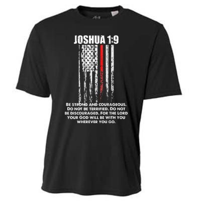 Thin Red Line Firefighter Bible Verse Christian Cooling Performance Crew T-Shirt