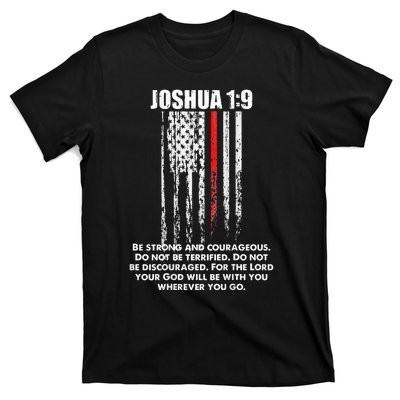 Thin Red Line Firefighter Bible Verse Christian T-Shirt