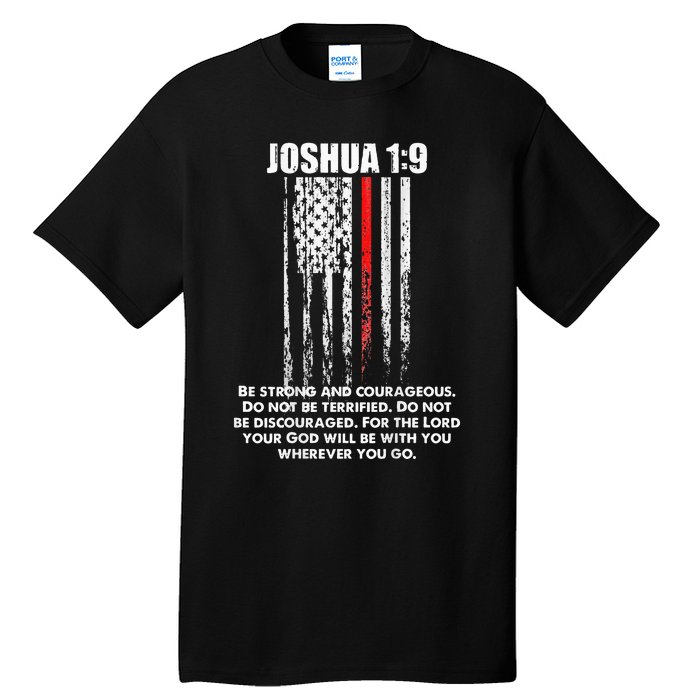 Thin Red Line Firefighter Bible Verse Christian Tall T-Shirt