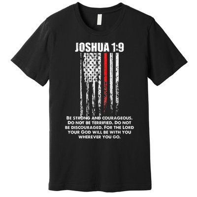 Thin Red Line Firefighter Bible Verse Christian Premium T-Shirt