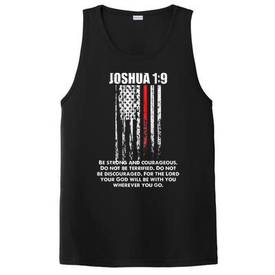 Thin Red Line Firefighter Bible Verse Christian PosiCharge Competitor Tank