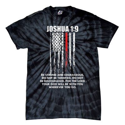 Thin Red Line Firefighter Bible Verse Christian Tie-Dye T-Shirt