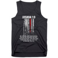 Thin Red Line Firefighter Bible Verse Christian Tank Top