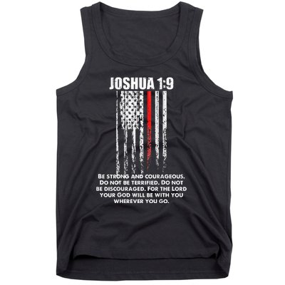 Thin Red Line Firefighter Bible Verse Christian Tank Top