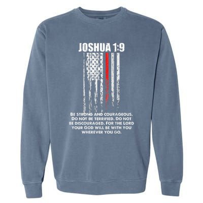 Thin Red Line Firefighter Bible Verse Christian Garment-Dyed Sweatshirt