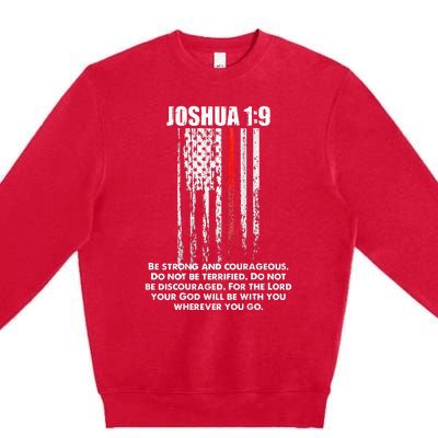 Thin Red Line Firefighter Bible Verse Christian Premium Crewneck Sweatshirt