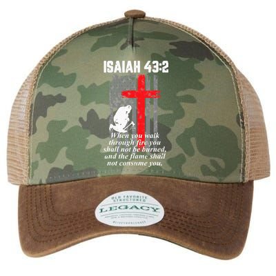 Thin Red Line Firefighter Cross Bible Verse American Flag Legacy Tie Dye Trucker Hat
