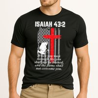Thin Red Line Firefighter Cross Bible Verse American Flag Cooling Performance Crew T-Shirt
