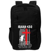 Thin Red Line Firefighter Cross Bible Verse American Flag Impact Tech Backpack