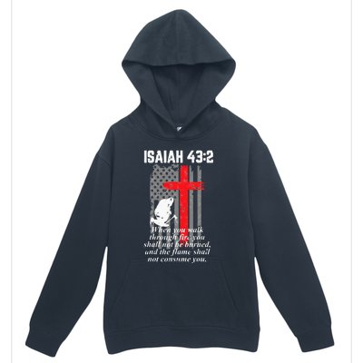 Thin Red Line Firefighter Cross Bible Verse American Flag Urban Pullover Hoodie