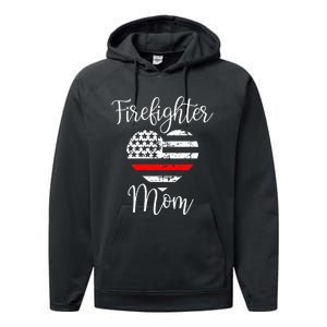 Thin Red Line Firefighter Mom Gift from Son Fireman Gift Performance Fleece Hoodie