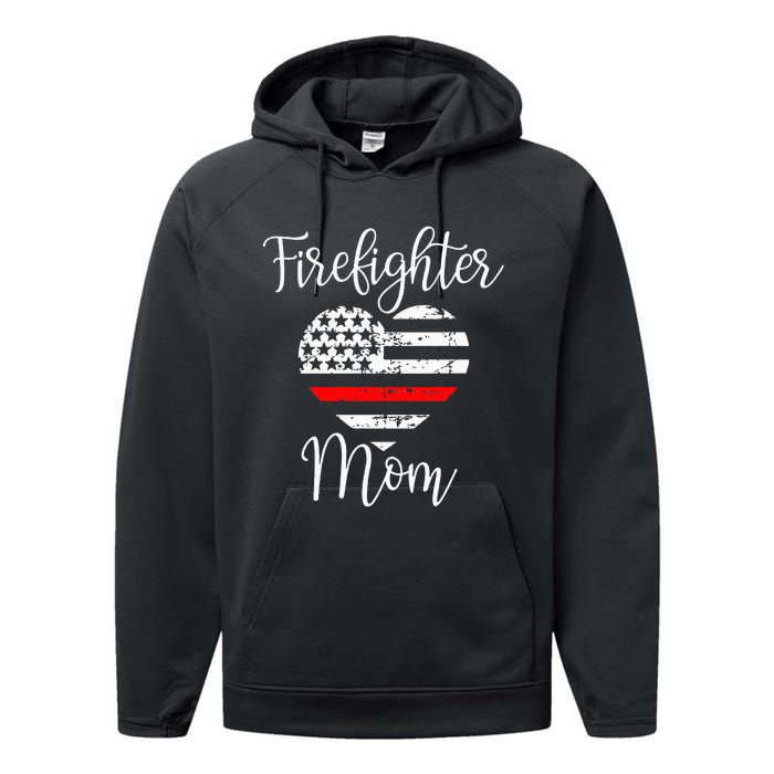 Thin Red Line Firefighter Mom Gift from Son Fireman Gift Performance Fleece Hoodie