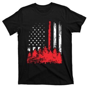 Thin Red Line American Flag Wildland Firefighter Shirts Gift T-Shirt