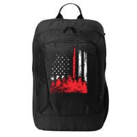 Thin Red Line American Flag Wildland Firefighter Shirts Gift City Backpack