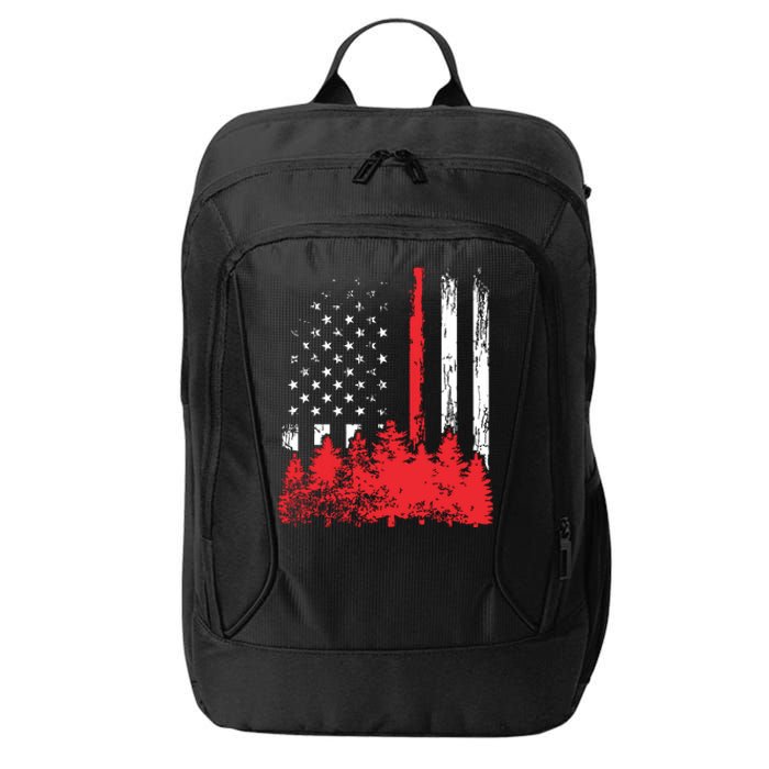 Thin Red Line American Flag Wildland Firefighter Shirts Gift City Backpack