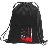 Thin Red Line American Flag Wildland Firefighter Shirts Gift Sweatshirt Cinch Pack Bag