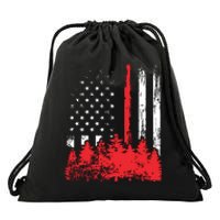 Thin Red Line American Flag Wildland Firefighter Shirts Gift Drawstring Bag