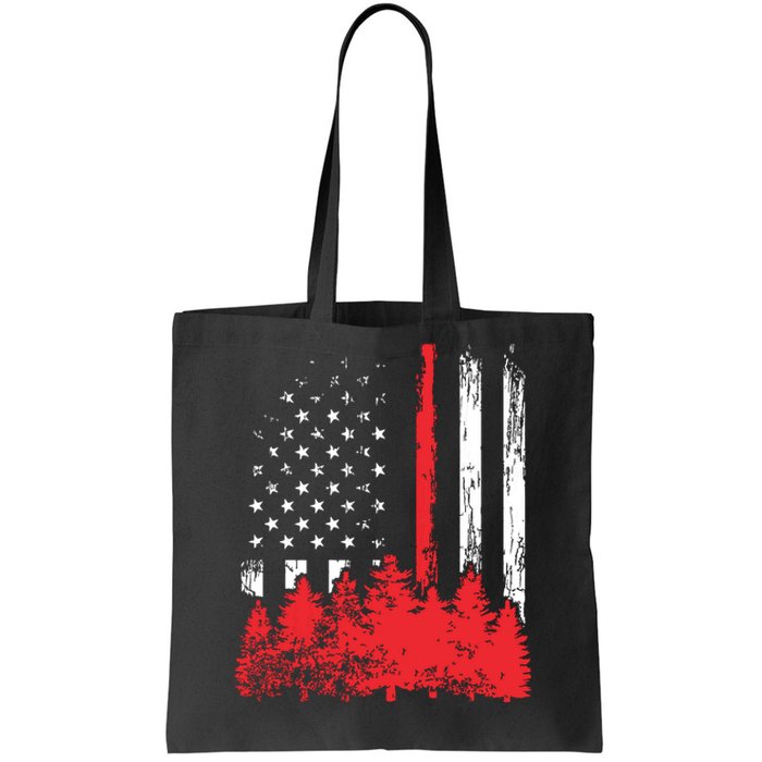 Thin Red Line American Flag Wildland Firefighter Shirts Gift Tote Bag