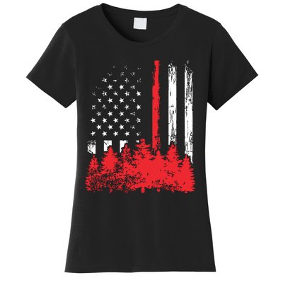 Thin Red Line American Flag Wildland Firefighter Shirts Gift Women's T-Shirt