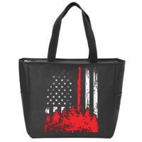 Thin Red Line American Flag Wildland Firefighter Shirts Gift Zip Tote Bag