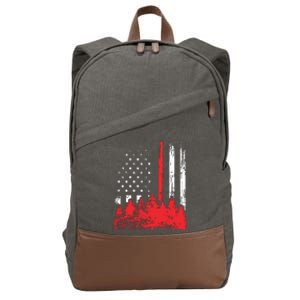 Thin Red Line American Flag Wildland Firefighter Shirts Gift Cotton Canvas Backpack