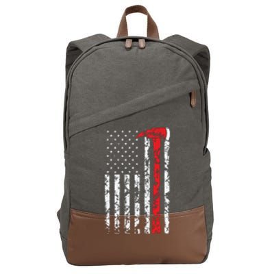 Thin Red Line Axe American Flag Patriot Firefighter Gift Cotton Canvas Backpack