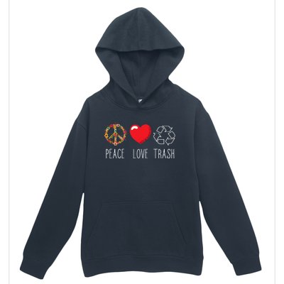 Trash Recycle Logo Love Peace Earth Day Trash Recycling Urban Pullover Hoodie