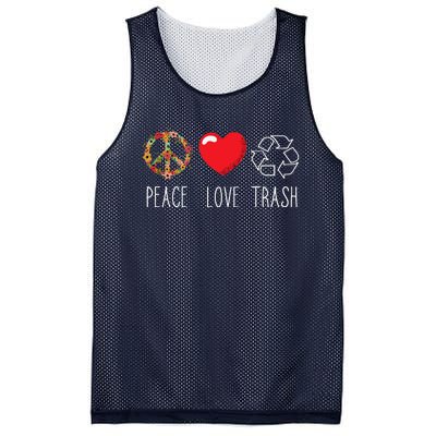 Trash Recycle Logo Love Peace Earth Day Trash Recycling Mesh Reversible Basketball Jersey Tank