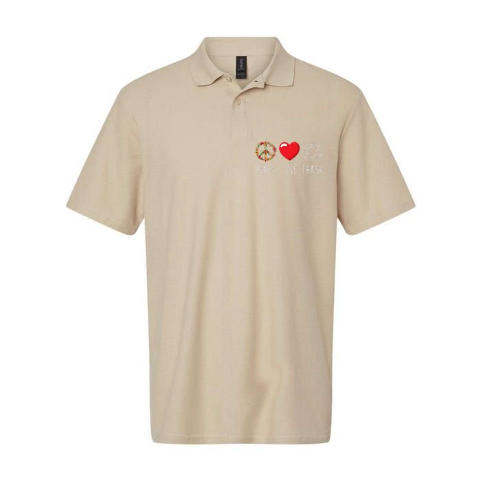 Trash Recycle Logo Love Peace Earth Day Trash Recycling Softstyle Adult Sport Polo