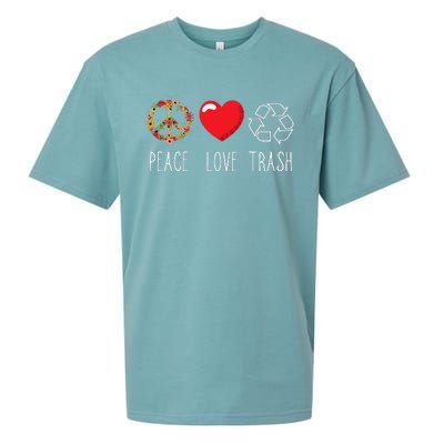 Trash Recycle Logo Love Peace Earth Day Trash Recycling Sueded Cloud Jersey T-Shirt