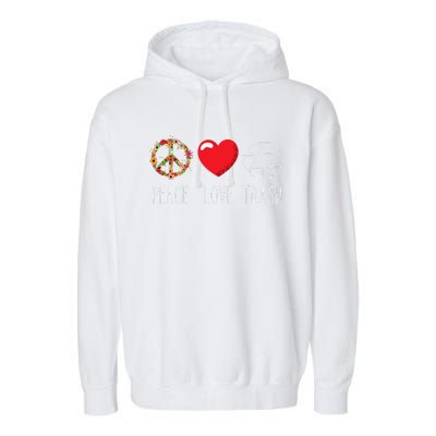 Trash Recycle Logo Love Peace Earth Day Trash Recycling Garment-Dyed Fleece Hoodie