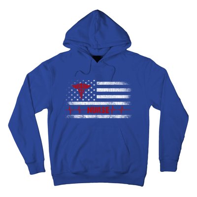 Thin Red Line Usa Us Flag Heartbeat Pride Nurse Gift Hoodie