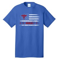 Thin Red Line Usa Us Flag Heartbeat Pride Nurse Gift Tall T-Shirt