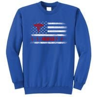 Thin Red Line Usa Us Flag Heartbeat Pride Nurse Gift Tall Sweatshirt