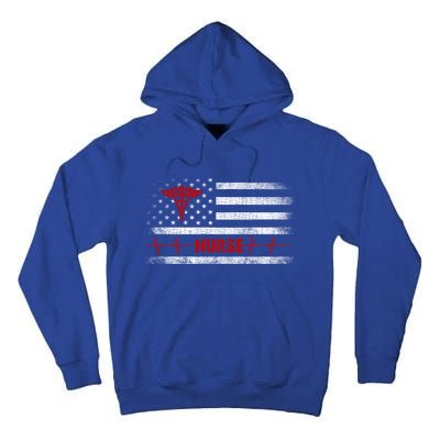 Thin Red Line Usa Us Flag Heartbeat Pride Nurse Gift Tall Hoodie