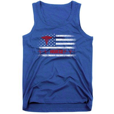 Thin Red Line Usa Us Flag Heartbeat Pride Nurse Gift Tank Top