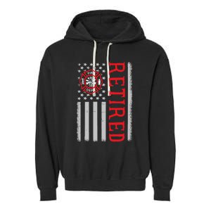 Thin Red Line Firefighter American Flag Retired Gift Garment-Dyed Fleece Hoodie