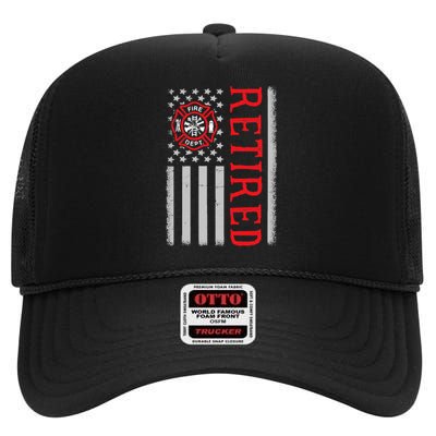 Thin Red Line Firefighter American Flag Retired Gift High Crown Mesh Back Trucker Hat