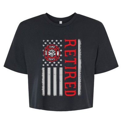 Thin Red Line Firefighter American Flag Retired Gift Bella+Canvas Jersey Crop Tee