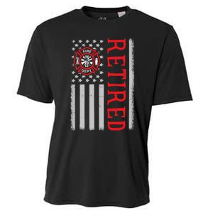 Thin Red Line Firefighter American Flag Retired Gift Cooling Performance Crew T-Shirt