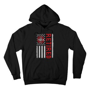 Thin Red Line Firefighter American Flag Retired Gift Hoodie