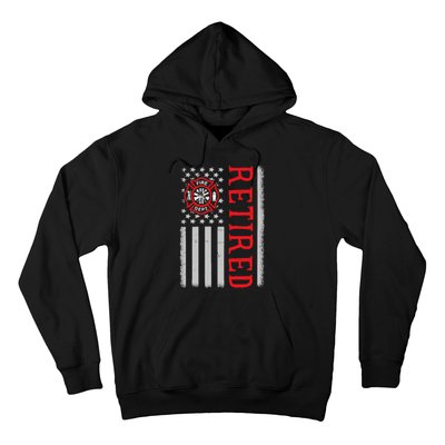 Thin Red Line Firefighter American Flag Retired Gift Hoodie