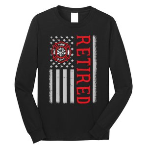 Thin Red Line Firefighter American Flag Retired Gift Long Sleeve Shirt