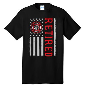 Thin Red Line Firefighter American Flag Retired Gift Tall T-Shirt