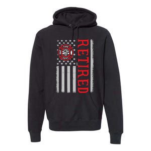 Thin Red Line Firefighter American Flag Retired Gift Premium Hoodie