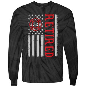 Thin Red Line Firefighter American Flag Retired Gift Tie-Dye Long Sleeve Shirt