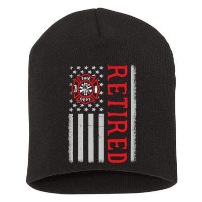 Thin Red Line Firefighter American Flag Retired Gift Short Acrylic Beanie