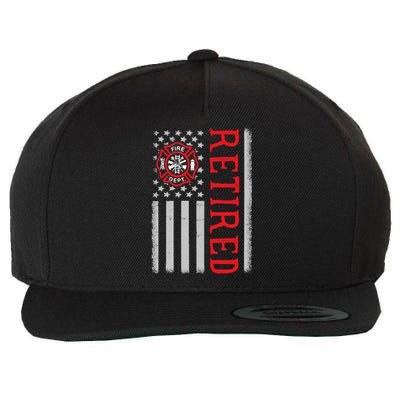 Thin Red Line Firefighter American Flag Retired Gift Wool Snapback Cap