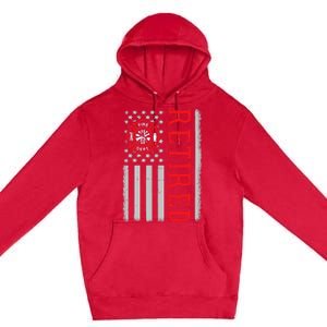 Thin Red Line Firefighter American Flag Retired Gift Premium Pullover Hoodie